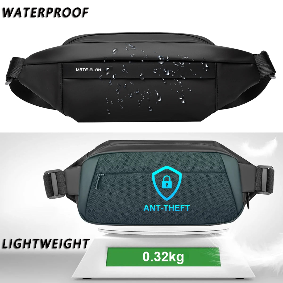 Waterproof Chest Bags Solid Men's Crossbody Bag Daily Phone Shoulder Bag Travel Sports Sling Bag Trend Luxury Fanny Pack