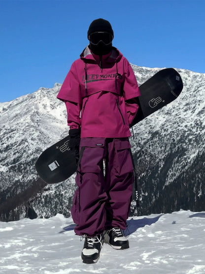 KEEPMONEY-Ski Suit Set for Men and Women, Jacket and Pants, Warm, Waterproof, Outdoor, Winter