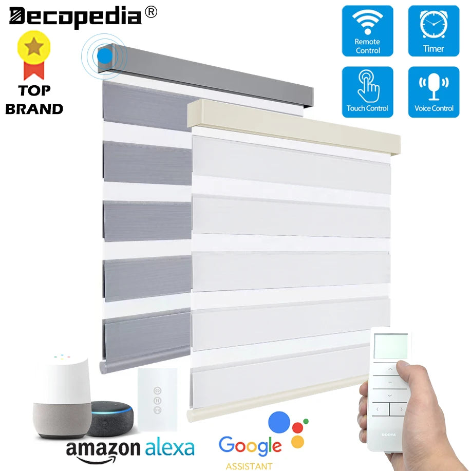 Decopedia Customize Zebra Blinds Square Valance Window Blinds Day and Night Roller Shades Blackout for Home Windows Sliding Door