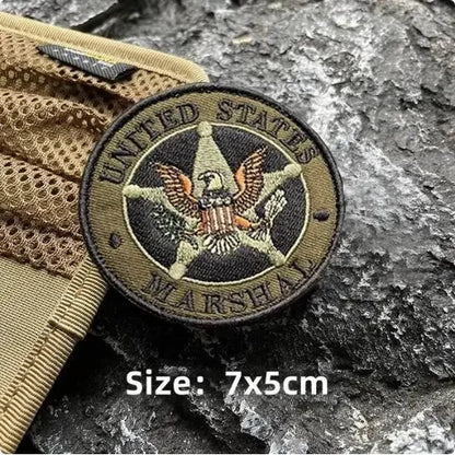 US Marshal Embroidery Hook and Loop Cloth Stickers Eagle Morale Badge Tactical Backpack Patches Vest Armband Chest Patch