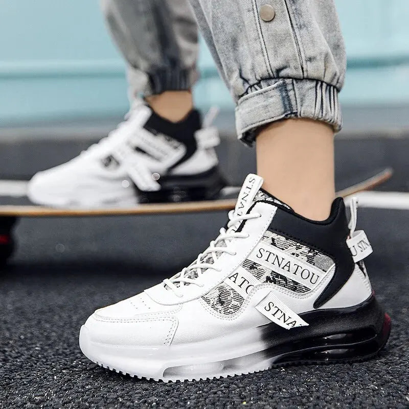 High-top Men Sports Shoes Autumn Winter Casual Soft-soled Height-increasing Trendy Shoes Students Teenagers Running Hiking