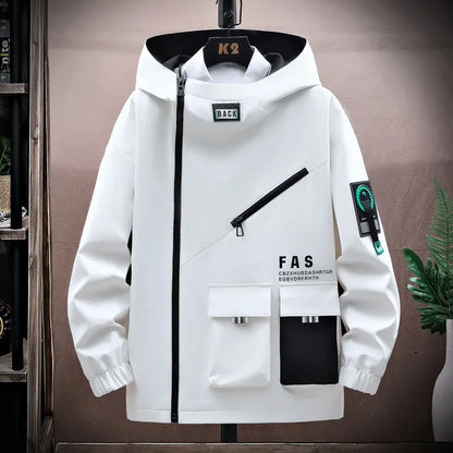 New Spring Autumn Men's Casual Hooded Jackets Streetwear Hip Hop Loose Coats Youth Sport Windbreaker Large Size 4XL Top Clothing