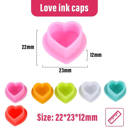 DMTATTOO 100PCS Tattoo Ink Cup Heart shaped Base Silicone Micro coated Permanent Makeup Tattoo Paint Cup Accessories