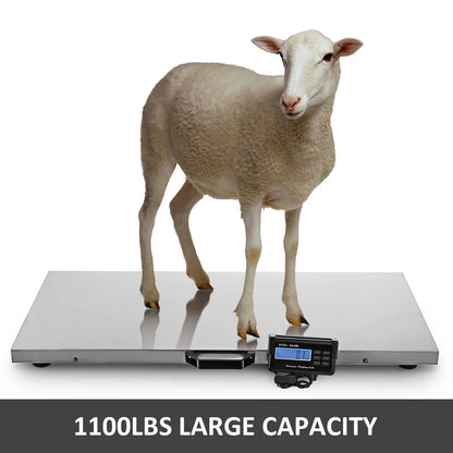 VEVOR 440/880/1100Lbs Digital Livestock Scale Large Pet Vet Scale Stainless Steel Platform Elect Ronic Postal Shipping Scale