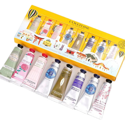 8Pcs Hand Cream Gift Set Moisturizing Smoothing Hands Lotion French Creme Anti Dry Soften Brightening Autumn Winter Skin Care