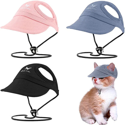 Dog Cap Adjustable Puppy Baseball Hat with Ear Holes Outdoor Sports Dogs Cat Sunhat Kitten Visor Sunbonnet Pet Accessories