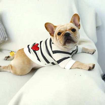 Love Pet Dog clothes Spring and Summer Striped Love Hoodie French bulldog bully Teddy Bichon Pet Clothes Puppy bulldog clothes