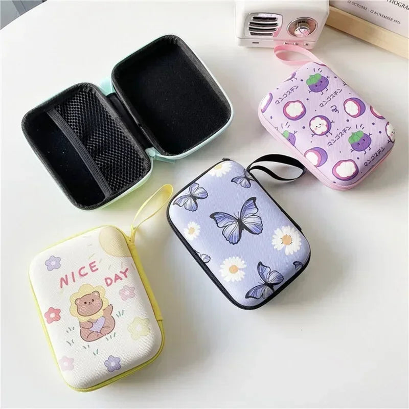 Cute Cartoon Fruit Pattern Headphone Data Cable Storage Bags Charger Power Bank Rectangular Box Zipper Bag Pocket Pouch