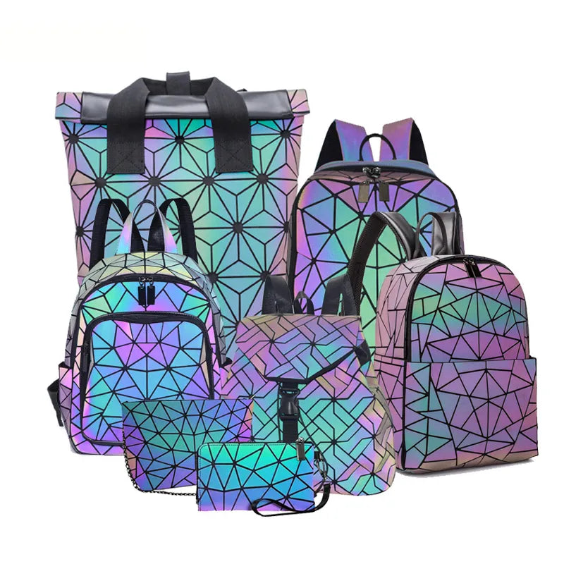 New Luxury Backpack Women Bags Designer Geometric Luminous Backpacks For Women School Bags For Girls Rucksack Shoulder Backpack