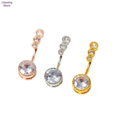 1PC Surgical Steel Crystal Belly Button Rings Zircon Heart Navel Piercing Reverse Cute Belly Button Piercing Sexy Navel Ring