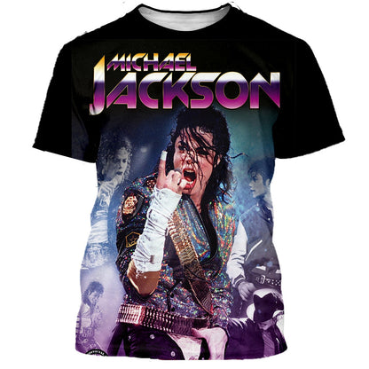 2024 klassische Michael Jackson Men'S 3d Gedruckt T-Shirt Unisex Hip Hop Streetwear Sommer Casual Top Pop Musik König Muster