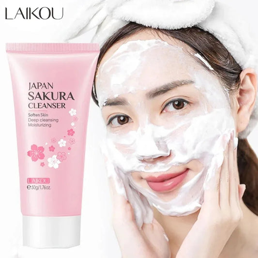 LAIKOU  Facial Cleanser Foam Face Wash Remove Blackhead Moisturizing Shrink Pores Deep Cleaning Oil Control Whitening Skin Care