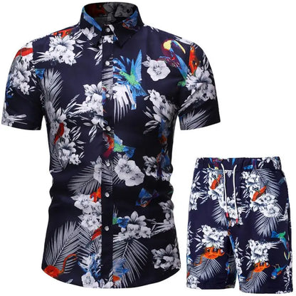 Summer Set Men Shorts Set Floral Print Hawaiian Shirt and Shorts Beach Wear Holiday Clothes Vocation Outfit Male Two Piece Set