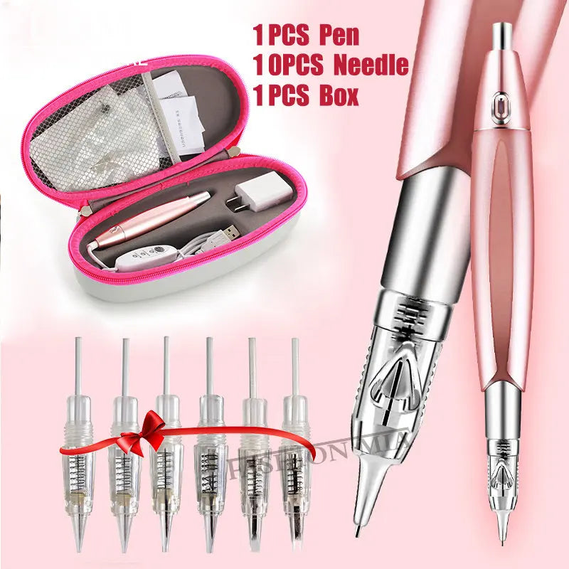 Microblading Charme Princesse Permanent Makeup Machine Kit Eyebrow Lip Tattoo Digital Pen Beauty Supply with 10Pcs Needles