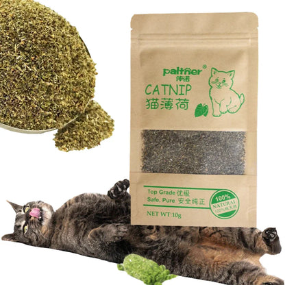 Premium Catnip for Cats 100% Natural Cat Nip Bulk 10g Catmint Menthol Flavor Non-toxic Healthy Cat Treats Accessories for Cats