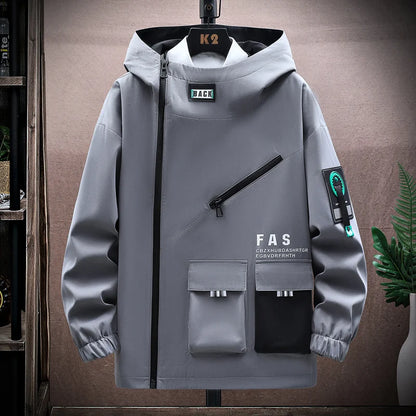 New Spring Autumn Men's Casual Hooded Jackets Streetwear Hip Hop Loose Coats Youth Sport Windbreaker Large Size 4XL Top Clothing