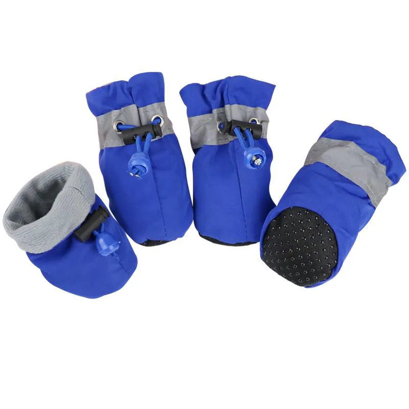 4pcs Antiskid Puppy Shoes Waterproof Winter Pet Dog Anti-slip Rain Snow Boots Footwear Thick Warm For Prewalkers Socks Booties