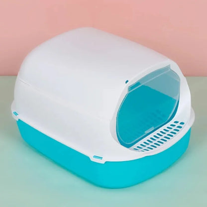 Pet Kitten Anti Splash Toilet Litter Tray Indoor Bedpans Fully Enclosed Plastic Sandbox Pet Litter Box Deodorizer Cat Supplies