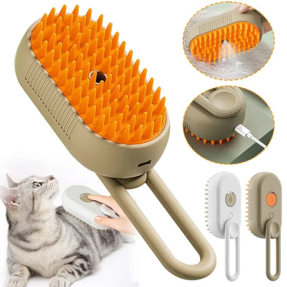 New Steamy Cat Brush 3 in 1 Electric Anti-splashing Cat Brush with Steam Spray For Massage Pet Grooming Comb Hair Removal Co