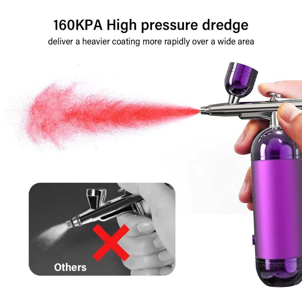 Airbrush Nail With Compressor Portable Airbrush For Nails Cake Tattoo Makeup Paint Air Spray Gun Oxygen Injector Air Brush Kit