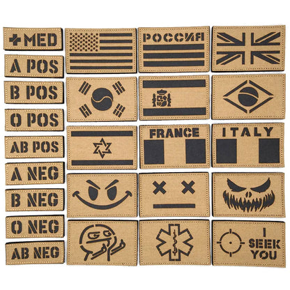 Tactical Patches IR Infrared Reflective Korea France Flags Military Patches on Backpack Vest Clothing Outdoor Badges Hook&Loop