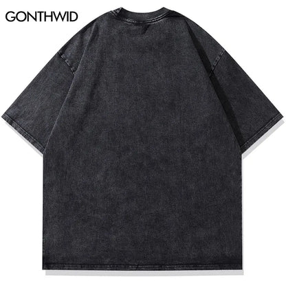 2024 Men Streetwear Hip Hop Oversized T Shirt Funny Doberman Dog Graphic T-Shirt Vintage Washed Black Tshirt Harajuku Tee Cotton