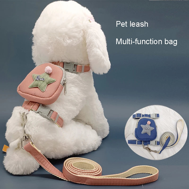 Dog Traction Rope Adjustable Pet Knapsack Poodle Bixiong Traction Rope Chest Strap Cat Collar Suit Dog Accessories Pet Items