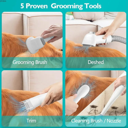 Pet Grooming Kit,Dog Grooming Clippers 2.3L Vacuum Suction 99%Pet Hair,Pet water blower Vacuum Low Noise,5 Pet Grooming Tools