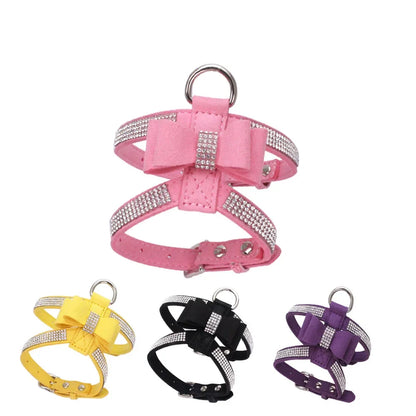 Pet Chest Harness Rhinestone Bow Small Dog Traction Rope Walking Cat Chest Harness Coleira Para Cachorro Cat Accessories