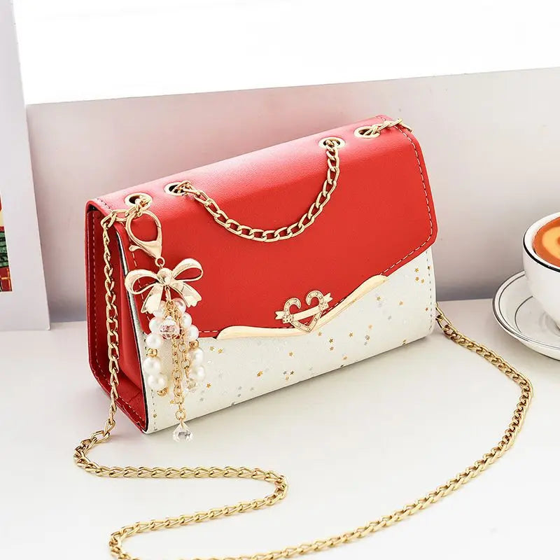 Trendy Fashion Ladies Crossbody Small Square Bag Girls Shoulder Bag Cross Square Tassel Pendant Sequin Embellished PU Polyester