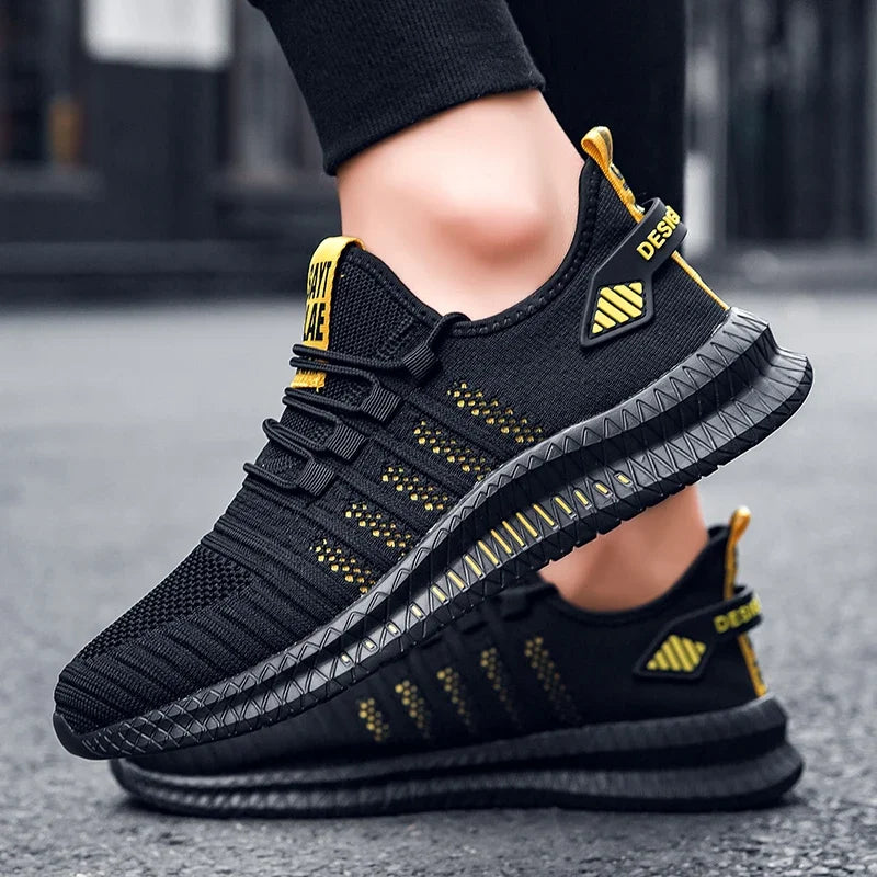 Fashion Men Sneakers Mesh Casual Shoes Lac-up Breathable Lightweight Walking Sneakers Men Shoes Plus Size Summer Tenis Shoes