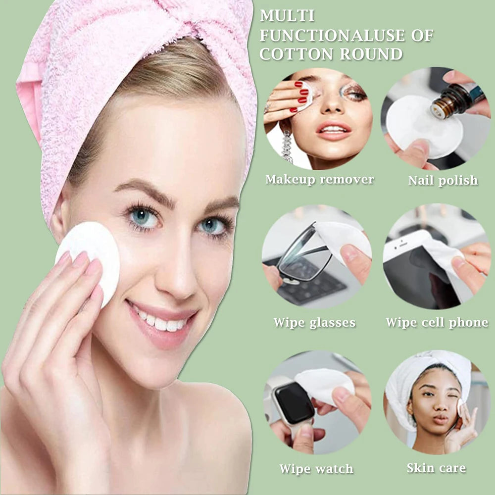 100Pcs/pack Facial Make Up Cosmetic Cotton Pads Round Fit Skin Soft Makeup Nail Polish Remover Cleansing Pads Daily Removal Tool