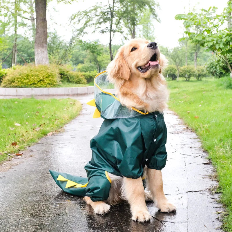 Dog Raincoat Waterproof Dog Clothes Funny Shape Cosplay Dinosaur clothes for dogs Pet Costume Raincoat for Medium Large Dogs