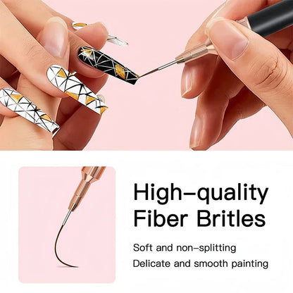 Professional Stripe Nail Art Brushes 1Pcs Nail Line Brush Black UV Gel Painting Pen Carved Nail Art Liner Brush for Manicure