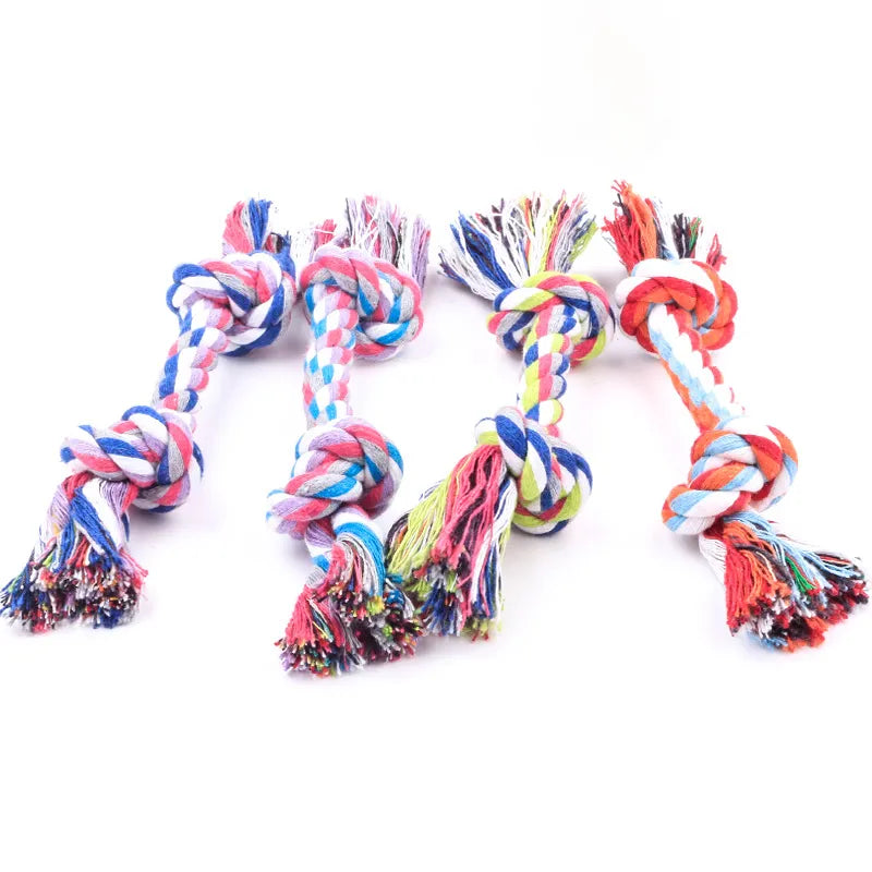 1 pcs Pets dogs pet supplies Pet Dog Puppy Cotton Chew Knot Toy Durable Braided Bone Rope 18CM Funny Tool (Random Color )