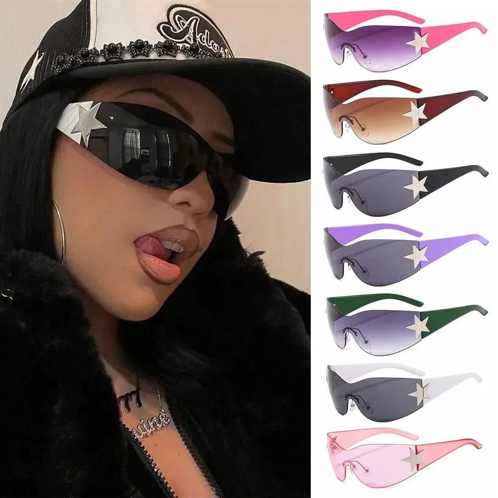 One Piece Punk Fashion UV400 Women Men Sunglasses Goggle Shades Eyewear Five Star Glasses Sports Outdoor Beach Travel