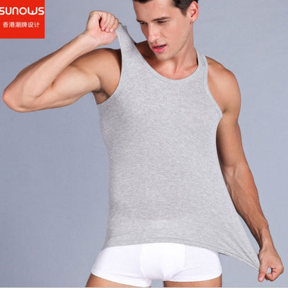 Men&#39;s Close-fitting Vest Fitness Elastic Casual O-neck Breathable H Type All Cotton Solid Undershirts Male Tanks