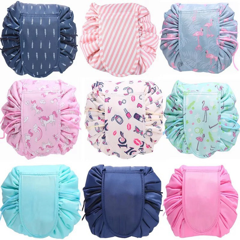 Portable Large Capacity Makeup Bag Waterproof Travel Storage Bag Drawstring Strap Pocket Multi functional Simple Lazy Makeup Bag