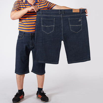 2024 summer plus fertilizer XL Korean version of the small straight large size black breathable simple denim short pants