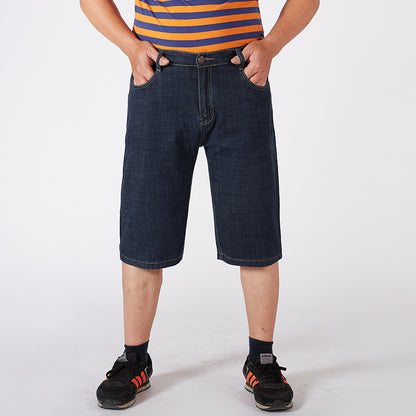 2024 summer plus fertilizer XL Korean version of the small straight large size black breathable simple denim short pants