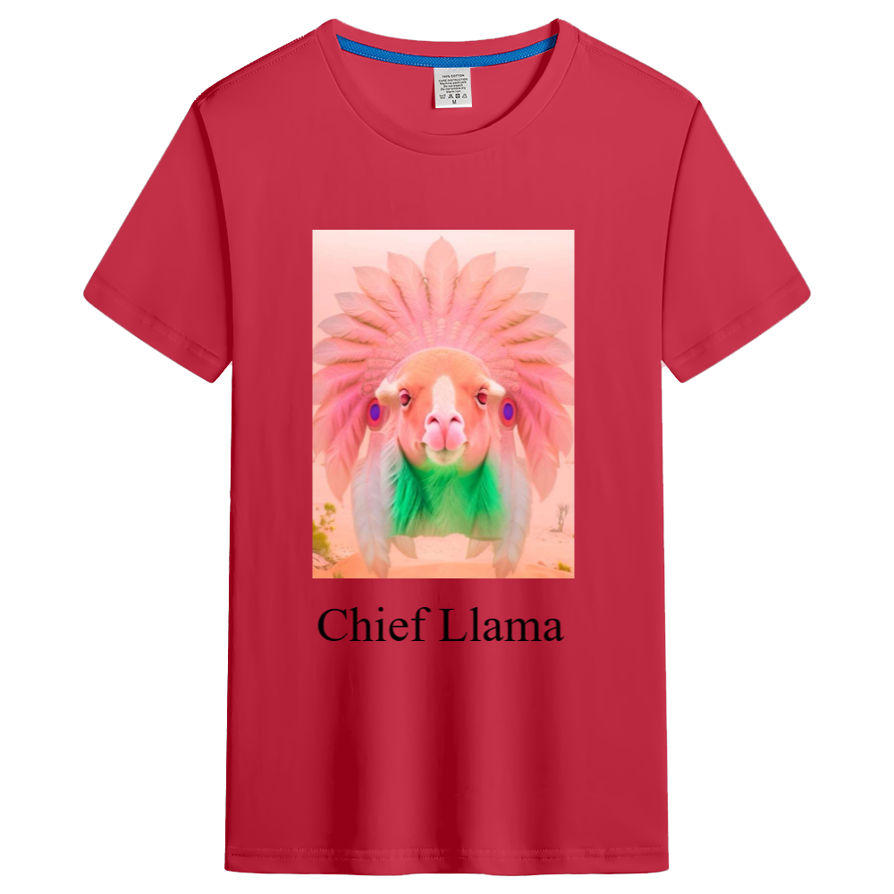 Men's Classic Straight Cotton Tee Chief Llama