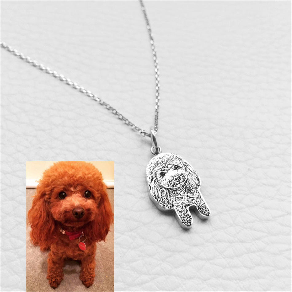 DIY personalized laser stainless steel pet photo graffiti engraved name dog tag necklace key chain pendant jewelry