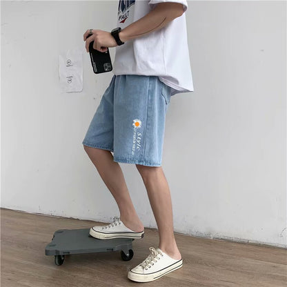 Summer thin denim short pants men's Korean version of the trend casual wild loose summer tide brand INS five-point shorts