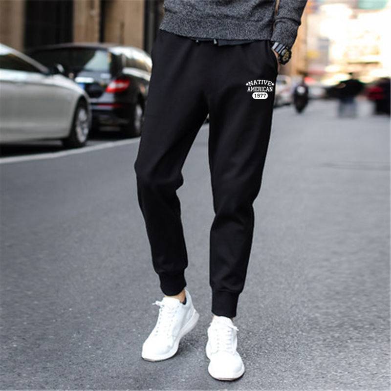 2021 Bouquel Spring Summer Korean version of the trend thin pants men's straight nine points casual trousers sportswear