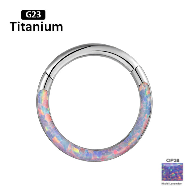 [Factory direct supply] Pengjie new product 316L stainless steel real opal piercing jewelry nose ring nose ring earring earrings