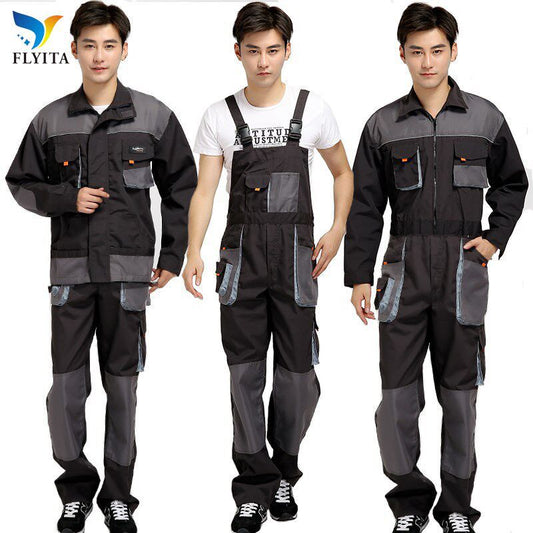 Connecting Workwear Long Sleeve Customized Logo Multi-Pocket Auto Reflective Reflective Split Labor Insurance Suit Backband Work Pants