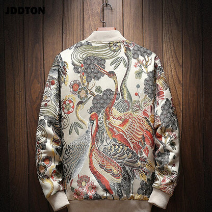 Mens Japanese Embroidery Bomber Jacket Loose Baseball Uniform