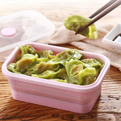 4pcs/set Silicone Rectangle Lunch Box Collapsible Bento Box Folding Food Container Bowl 300/500/800/1200ml for Dinnerware