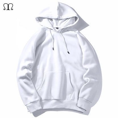 Warm Fleece Hoodies Men Sweatshirts 2021 New Spring Autumn Solid White Color Hip Hop Streetwear Hoody Man's Clothing EU SZIE XXL