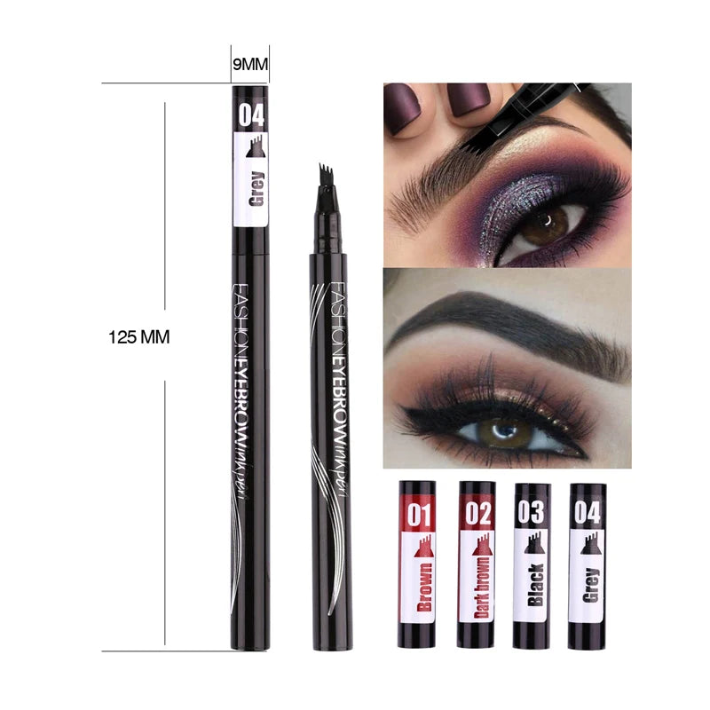 Waterproof Natural Eyebrow Pen Four-claw Eye Brow Tint Makeup three Colors Eyebrow Pencil Brown Black Grey Brush Cosmetics